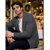 image:imageCOOFANDY Mens Shawl Collar Cardigan Sweater Slim Fit Button Down Cable Knitted Sweater with PocketsDark Grey
