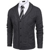 image:imageCOOFANDY Mens Shawl Collar Cardigan Sweater Slim Fit Button Down Cable Knitted Sweater with PocketsDark Grey