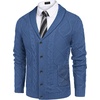 image:imageCOOFANDY Mens Shawl Collar Cardigan Sweater Slim Fit Button Down Cable Knitted Sweater with PocketsDenim Blue