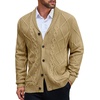 image:imageCOOFANDY Mens Shawl Collar Cardigan Sweater Slim Fit Button Down Cable Knitted Sweater with PocketsKhaki