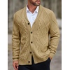 image:imageCOOFANDY Mens Shawl Collar Cardigan Sweater Slim Fit Button Down Cable Knitted Sweater with PocketsKhaki
