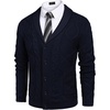 image:imageCOOFANDY Mens Shawl Collar Cardigan Sweater Slim Fit Button Down Cable Knitted Sweater with PocketsNavy Blue