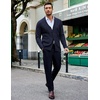 image:imageCOOFANDY Mens Shawl Collar Cardigan Sweater Slim Fit Button Down Cable Knitted Sweater with PocketsNavy Blue