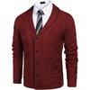 image:imageCOOFANDY Mens Shawl Collar Cardigan Sweater Slim Fit Button Down Cable Knitted Sweater with PocketsWine Red