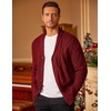 image:imageCOOFANDY Mens Shawl Collar Cardigan Sweater Slim Fit Button Down Cable Knitted Sweater with PocketsWine Red