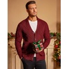 image:imageCOOFANDY Mens Shawl Collar Cardigan Sweater Slim Fit Button Down Cable Knitted Sweater with PocketsWine Red