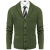 image:imageCOOFANDY Mens Shawl Collar Cardigan Sweater Slim Fit Cable Knit Button up Sweater with PocketsArmy Green