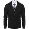 image:imageCOOFANDY Mens Shawl Collar Cardigan Sweater Slim Fit Cable Knit Button up Sweater with PocketsBlack