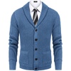 image:imageCOOFANDY Mens Shawl Collar Cardigan Sweater Slim Fit Cable Knit Button up Sweater with PocketsBlue