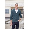 image:imageCOOFANDY Mens Shawl Collar Cardigan Sweater Slim Fit Cable Knit Button up Sweater with PocketsBlue Heather