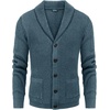 image:imageCOOFANDY Mens Shawl Collar Cardigan Sweater Slim Fit Cable Knit Button up Sweater with PocketsBlue Heather