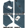image:imageCOOFANDY Mens Shawl Collar Cardigan Sweater Slim Fit Cable Knit Button up Sweater with PocketsBlue Heather