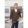 image:imageCOOFANDY Mens Shawl Collar Cardigan Sweater Slim Fit Cable Knit Button up Sweater with PocketsBrown