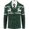 image:imageCOOFANDY Mens Shawl Collar Cardigan Sweater Slim Fit Cable Knit Button up Sweater with PocketsChristmas GreenWhite