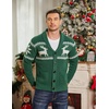image:imageCOOFANDY Mens Shawl Collar Cardigan Sweater Slim Fit Cable Knit Button up Sweater with PocketsChristmas GreenWhite