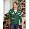image:imageCOOFANDY Mens Shawl Collar Cardigan Sweater Slim Fit Cable Knit Button up Sweater with PocketsChristmas GreenWhite