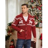 image:imageCOOFANDY Mens Shawl Collar Cardigan Sweater Slim Fit Cable Knit Button up Sweater with PocketsChristmas RedWhite