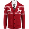image:imageCOOFANDY Mens Shawl Collar Cardigan Sweater Slim Fit Cable Knit Button up Sweater with PocketsChristmas RedWhite