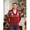 image:imageCOOFANDY Mens Shawl Collar Cardigan Sweater Slim Fit Cable Knit Button up Sweater with PocketsChristmas RedWhite
