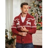 image:imageCOOFANDY Mens Shawl Collar Cardigan Sweater Slim Fit Cable Knit Button up Sweater with PocketsChristmas RedWhite