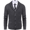 image:imageCOOFANDY Mens Shawl Collar Cardigan Sweater Slim Fit Cable Knit Button up Sweater with PocketsDark Grey