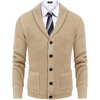 image:imageCOOFANDY Mens Shawl Collar Cardigan Sweater Slim Fit Cable Knit Button up Sweater with PocketsKhaki