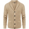 image:imageCOOFANDY Mens Shawl Collar Cardigan Sweater Slim Fit Cable Knit Button up Sweater with PocketsKhaki