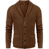 image:imageCOOFANDY Mens Shawl Collar Cardigan Sweater Slim Fit Cable Knit Button up Sweater with PocketsLight Caramel