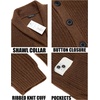 image:imageCOOFANDY Mens Shawl Collar Cardigan Sweater Slim Fit Cable Knit Button up Sweater with PocketsLight Caramel