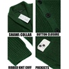 image:imageCOOFANDY Mens Shawl Collar Cardigan Sweater Slim Fit Cable Knit Button up Sweater with PocketsLight Green