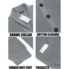 image:imageCOOFANDY Mens Shawl Collar Cardigan Sweater Slim Fit Cable Knit Button up Sweater with PocketsLight Grey