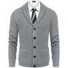 image:imageCOOFANDY Mens Shawl Collar Cardigan Sweater Slim Fit Cable Knit Button up Sweater with PocketsLight Grey