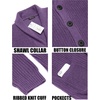 image:imageCOOFANDY Mens Shawl Collar Cardigan Sweater Slim Fit Cable Knit Button up Sweater with PocketsPurple