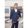 image:imageCOOFANDY Mens Shawl Collar Cardigan Sweater Slim Fit Cable Knit Button up Sweater with PocketsSnorkel Blue