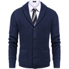 image:imageCOOFANDY Mens Shawl Collar Cardigan Sweater Slim Fit Cable Knit Button up Sweater with PocketsSnorkel Blue