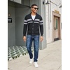 image:imageCOOFANDY Mens Shawl Collar Cardigan Sweater Slim Fit Cable Knit Button up Sweater with PocketsStripesdark Gray on Black