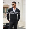 image:imageCOOFANDY Mens Shawl Collar Cardigan Sweater Slim Fit Cable Knit Button up Sweater with PocketsStripesdark Gray on Black