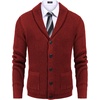 image:imageCOOFANDY Mens Shawl Collar Cardigan Sweater Slim Fit Cable Knit Button up Sweater with PocketsWine Red