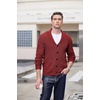 image:imageCOOFANDY Mens Shawl Collar Cardigan Sweater Slim Fit Cable Knit Button up Sweater with PocketsWine Red