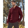 image:imageCOOFANDY Mens Shawl Collar Pullover Sweater Slim Fit Casual Button Cable Knit Sweaters1wine Red