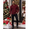 image:imageCOOFANDY Mens Shawl Collar Pullover Sweater Slim Fit Casual Button Cable Knit Sweaters1wine Red