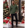 image:imageCOOFANDY Mens Shawl Collar Pullover Sweater Slim Fit Casual Button Cable Knit SweatersArmy Green