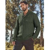 image:imageCOOFANDY Mens Shawl Collar Pullover Sweater Slim Fit Casual Button Cable Knit SweatersArmy Green
