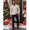 image:imageCOOFANDY Mens Shawl Collar Pullover Sweater Slim Fit Casual Button Cable Knit SweatersBeige