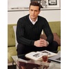 image:imageCOOFANDY Mens Shawl Collar Pullover Sweater Slim Fit Casual Button Cable Knit SweatersBlack