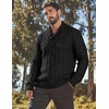 image:imageCOOFANDY Mens Shawl Collar Pullover Sweater Slim Fit Casual Button Cable Knit SweatersBlack