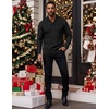 image:imageCOOFANDY Mens Shawl Collar Pullover Sweater Slim Fit Casual Button Cable Knit SweatersBlack
