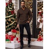 image:imageCOOFANDY Mens Shawl Collar Pullover Sweater Slim Fit Casual Button Cable Knit SweatersBrown