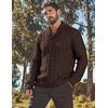 image:imageCOOFANDY Mens Shawl Collar Pullover Sweater Slim Fit Casual Button Cable Knit SweatersBrown