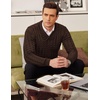 image:imageCOOFANDY Mens Shawl Collar Pullover Sweater Slim Fit Casual Button Cable Knit SweatersBrown